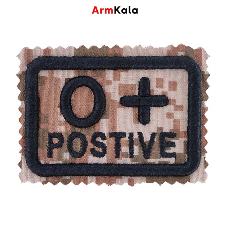 آرم گروه خونی O مثبت دیجیتال خاکی مشکی