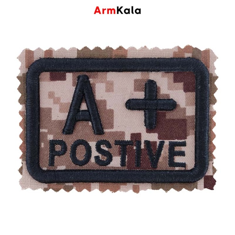 آرم گروه خونی A مثبت دیجیتال خاکی مشکی